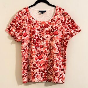 Karen Scott Chic Colorful Floral Short Sleeve Top Size XL